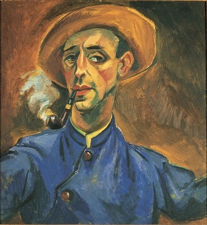 Selbstbildnis mit Hut und Pfeife, 1918, Öl auf Leinwand, Kunsthaus Zürich, © Pechstein - Hamburg / Tökendorf